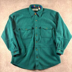 vintage 90s bugle boy green fleece button up chore jacket